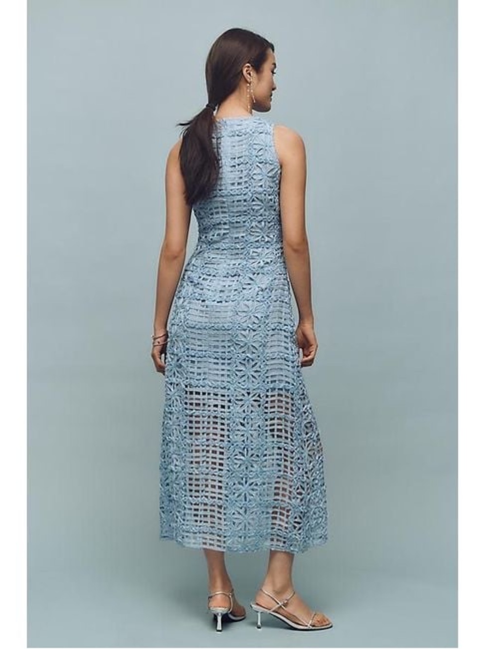 Antropologie Endless Rose Blue Textured Sleeveless Maxi Dress Size L - Picture 2 of 13